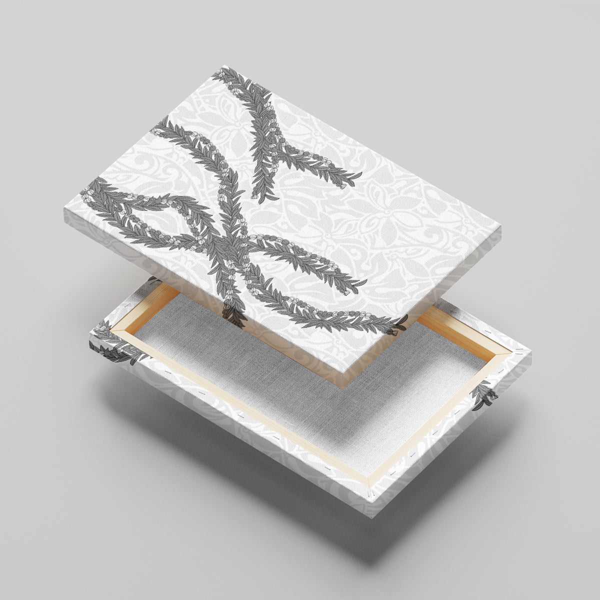 Hawaii Maile Lei Canvas Wall Art Aloha The Grey Color