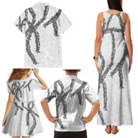 Hawaii Maile Lei Family Matching Tank Maxi Dress and Hawaiian Shirt Aloha The Grey Color
