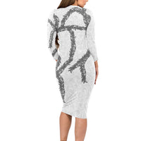 Hawaii Maile Lei Long Sleeve Bodycon Dress Aloha The Grey Color