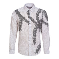 Hawaii Maile Lei Long Sleeve Button Shirt Aloha The Grey Color