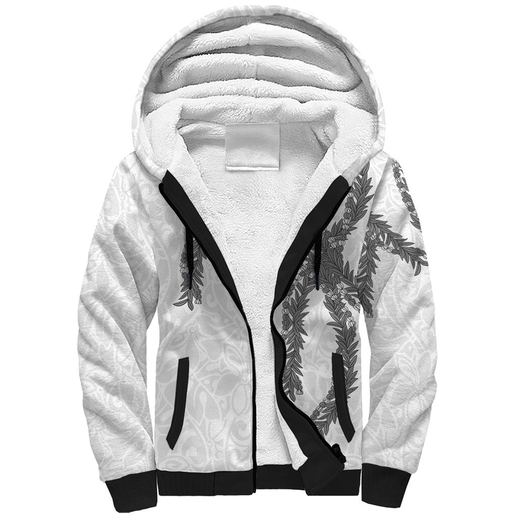 Hawaii Maile Lei Sherpa Hoodie Aloha The Grey Color