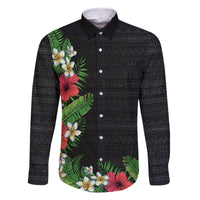 Hawaii Tropical Flowers and Leaves Family Matching Tank Maxi Dress and Hawaiian Shirt Tapa Pattern Colorful Mode