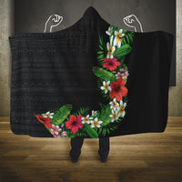 Hawaii Tropical Flowers and Leaves Hooded Blanket Tapa Pattern Colorful Mode