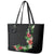 Hawaii Tropical Flowers and Leaves Leather Tote Bag Tapa Pattern Colorful Mode