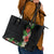 Hawaii Tropical Flowers and Leaves Leather Tote Bag Tapa Pattern Colorful Mode