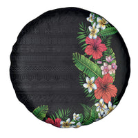 Hawaii Tropical Flowers and Leaves Spare Tire Cover Tapa Pattern Colorful Mode