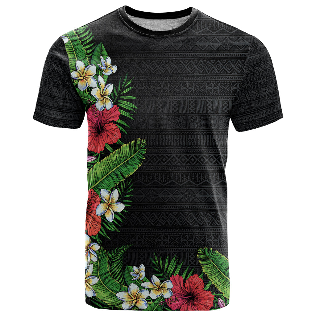 Hawaii Tropical Flowers and Leaves T Shirt Tapa Pattern Colorful Mode