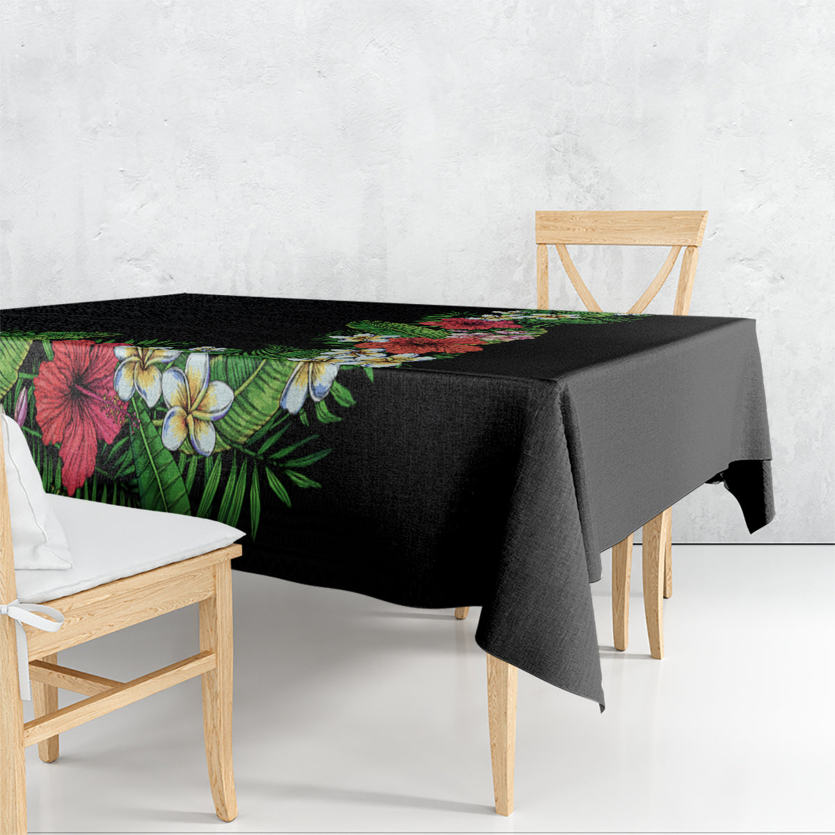 Hawaii Tropical Flowers and Leaves Tablecloth Tapa Pattern Colorful Mode