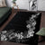 Hawaii Tropical Flowers and Leaves Area Rug Tapa Pattern Grayscale Mode