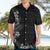 Hawaii Tropical Flowers and Leaves Hawaiian Shirt Tapa Pattern Grayscale Mode