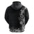 Hawaii Tropical Flowers and Leaves Hoodie Tapa Pattern Grayscale Mode