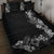 Hawaii Tropical Flowers and Leaves Quilt Bed Set Tapa Pattern Grayscale Mode