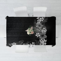 Hawaii Tropical Flowers and Leaves Tablecloth Tapa Pattern Grayscale Mode