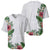 Hawaii Tropical Flowers and Leaves Baseball Jersey Tapa Pattern White Mode