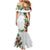 Hawaii Tropical Flowers and Leaves Family Matching Mermaid Dress and Hawaiian Shirt Tapa Pattern White Mode