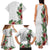 Hawaii Tropical Flowers and Leaves Family Matching Tank Maxi Dress and Hawaiian Shirt Tapa Pattern White Mode