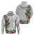 Hawaii Tropical Flowers and Leaves Hoodie Tapa Pattern White Mode