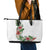 Hawaii Tropical Flowers and Leaves Leather Tote Bag Tapa Pattern White Mode