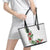 Hawaii Tropical Flowers and Leaves Leather Tote Bag Tapa Pattern White Mode