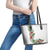 Hawaii Tropical Flowers and Leaves Leather Tote Bag Tapa Pattern White Mode