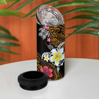 Hawaii Turtle and Tropical Flower 4 in 1 Can Cooler Tumbler Polynesian Pattern