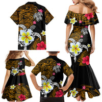 Hawaii Turtle and Tropical Flower Family Matching Mermaid Dress and Hawaiian Shirt Polynesian Pattern