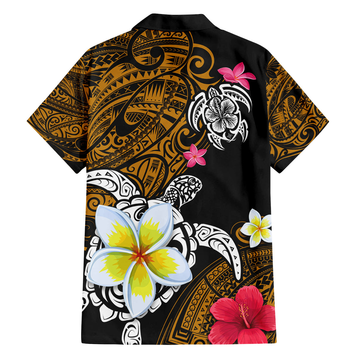 Hawaii Turtle and Tropical Flower Family Matching Summer Maxi Dress and Hawaiian Shirt Polynesian Pattern
