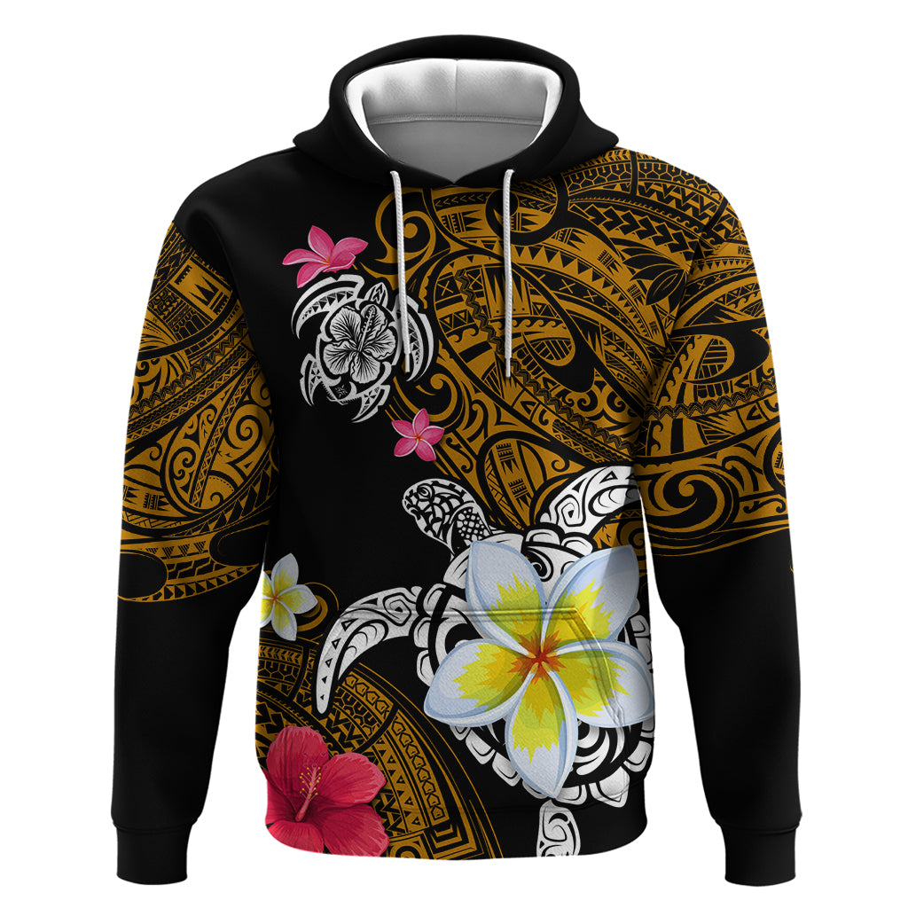 Hawaii Turtle and Tropical Flower Hoodie Polynesian Pattern