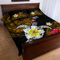 Hawaii Turtle and Tropical Flower Quilt Bed Set Polynesian Pattern