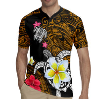 Hawaii Turtle and Tropical Flower Rugby Jersey Polynesian Pattern