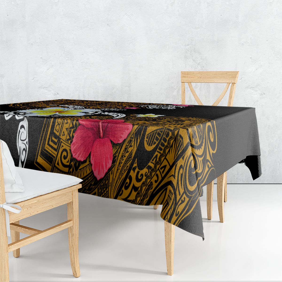 Hawaii Turtle and Tropical Flower Tablecloth Polynesian Pattern