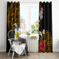 Hawaii Turtle and Tropical Flower Window Curtain Polynesian Pattern