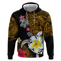 Hawaii Turtle and Tropical Flower Zip Hoodie Polynesian Pattern