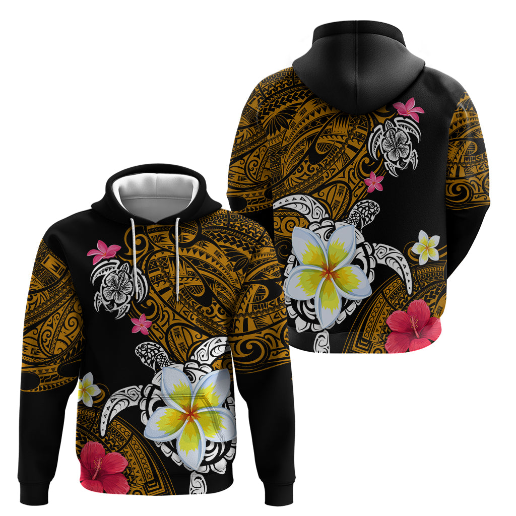 Hawaii Turtle and Tropical Flower Zip Hoodie Polynesian Pattern