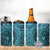 Hawaiian Manta Ray and Polynesian Tribal Tattoo 4 in 1 Can Cooler Tumbler Turquoise Color