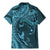 Hawaiian Manta Ray and Polynesian Tribal Tattoo Family Matching Mermaid Dress and Hawaiian Shirt Turquoise Color LT03
