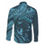 Hawaiian Manta Ray and Polynesian Tribal Tattoo Family Matching Tank Maxi Dress and Hawaiian Shirt Turquoise Color LT03