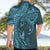 Hawaiian Manta Ray and Polynesian Tribal Tattoo Hawaiian Shirt Turquoise Color LT03