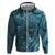 Hawaiian Manta Ray and Polynesian Tribal Tattoo Hoodie Turquoise Color LT03