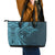 Hawaiian Manta Ray and Polynesian Tribal Tattoo Leather Tote Bag Turquoise Color LT03