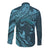 Hawaiian Manta Ray and Polynesian Tribal Tattoo Long Sleeve Button Shirt Turquoise Color LT03