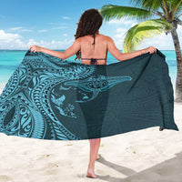 Hawaiian Manta Ray and Polynesian Tribal Tattoo Sarong Turquoise Color LT03