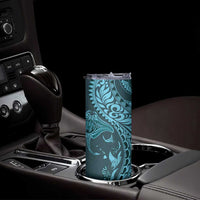 Hawaiian Manta Ray and Polynesian Tribal Tattoo Skinny Tumbler Turquoise Color LT03 - Polynesian Pride