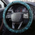 Hawaiian Manta Ray and Polynesian Tribal Tattoo Steering Wheel Cover Turquoise Color LT03