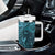 Hawaiian Manta Ray and Polynesian Tribal Tattoo Tumbler With Handle Turquoise Color