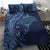 Hawaiian Manta Ray and Polynesian Tribal Tattoo Bedding Set Dark Navy Color LT03