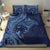 Hawaiian Manta Ray and Polynesian Tribal Tattoo Bedding Set Dark Navy Color LT03