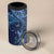 Hawaiian Manta Ray and Polynesian Tribal Tattoo 4 in 1 Can Cooler Tumbler Dark Navy Color