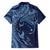Hawaiian Manta Ray and Polynesian Tribal Tattoo Family Matching Long Sleeve Bodycon Dress and Hawaiian Shirt Dark Navy Color LT03