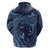 Hawaiian Manta Ray and Polynesian Tribal Tattoo Hoodie Dark Navy Color LT03